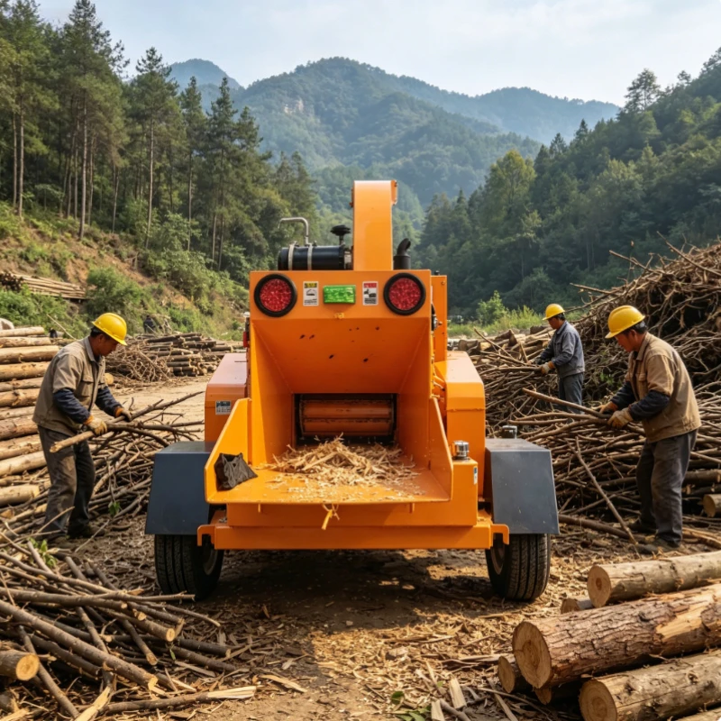 Multifunctional Wood Shredder Diesel Engine Tree Chipper Heavy Duty Hydraulic Feed Forestry Machine for Varied Wood Waste