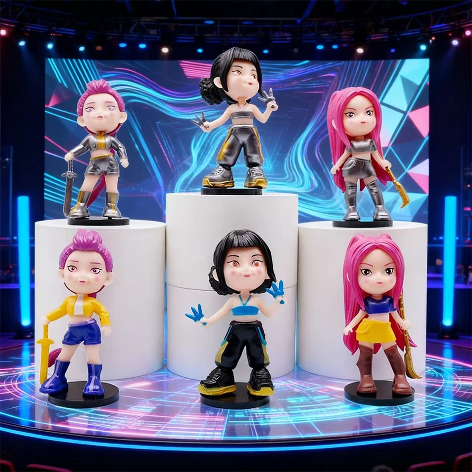 6 قطعة/المجموعة Kpop شيطان الصيادين الشكل لعبة الكرتون رومي/ميرا/زوي عمل الشكل البلاستيكية سطح المكتب الديكور نموذج دمية لعبة المشجعين هدية
