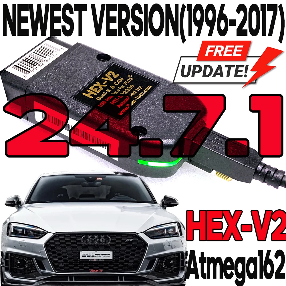 2024 VCDScan HEX V2 VAGCOM 24.7 VAG-COM 24.7.1 V2 Interface FOR VW For AUDI Skoda Seat Vcds24.7 Multi-Language Car Diagnostics