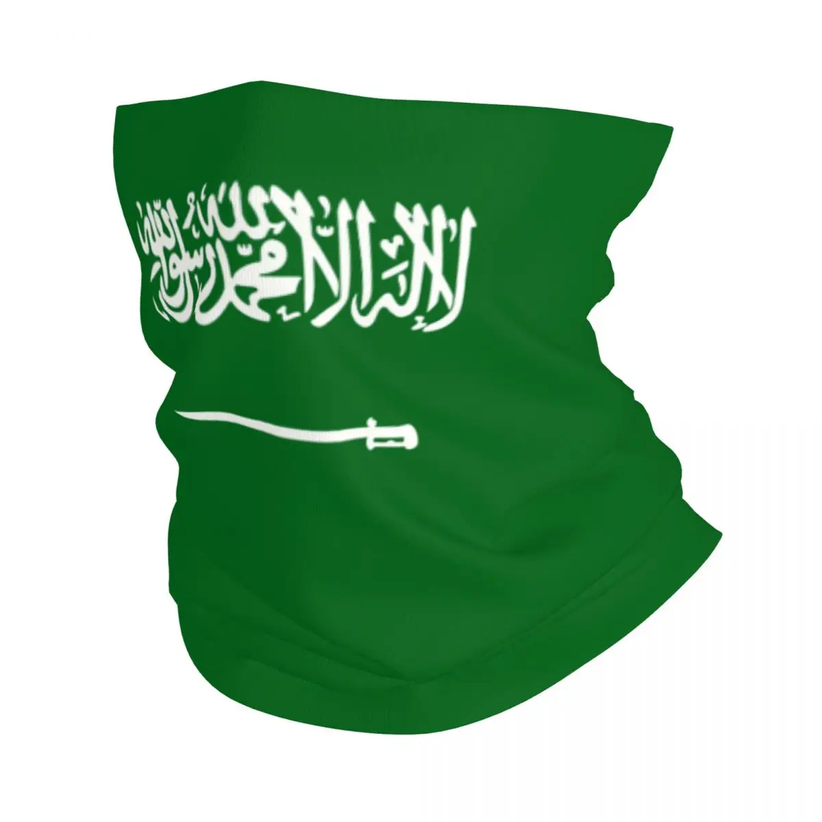 Custom Flag Of Saudi Arabia Bandana Winter Neck Warmer Men Windproof Wrap Face Scarf for Hiking Gaiter Headband