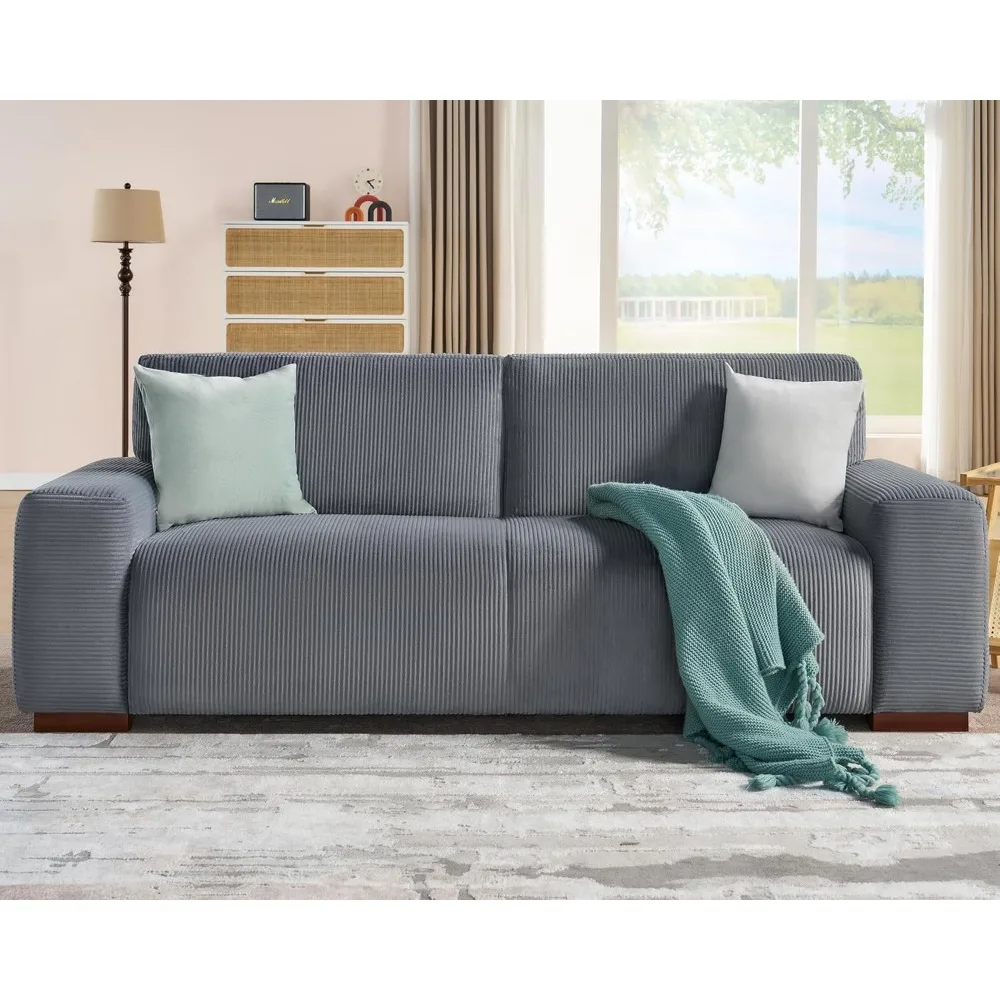 

Sofa, 89 inch Oversized Couch with Thick Armrest, Comfy Sofa Couch for Living Room-3 Seater Sofa in Grey Corduroy
