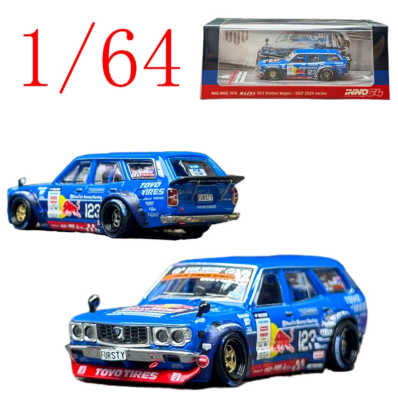 

INNO Diecast 1/64 Scale MAZDA Alloy Model Cars MAZDA RX3 MAD MIKE 1976 Play Vehicles Toys for Boys Gift Original Box