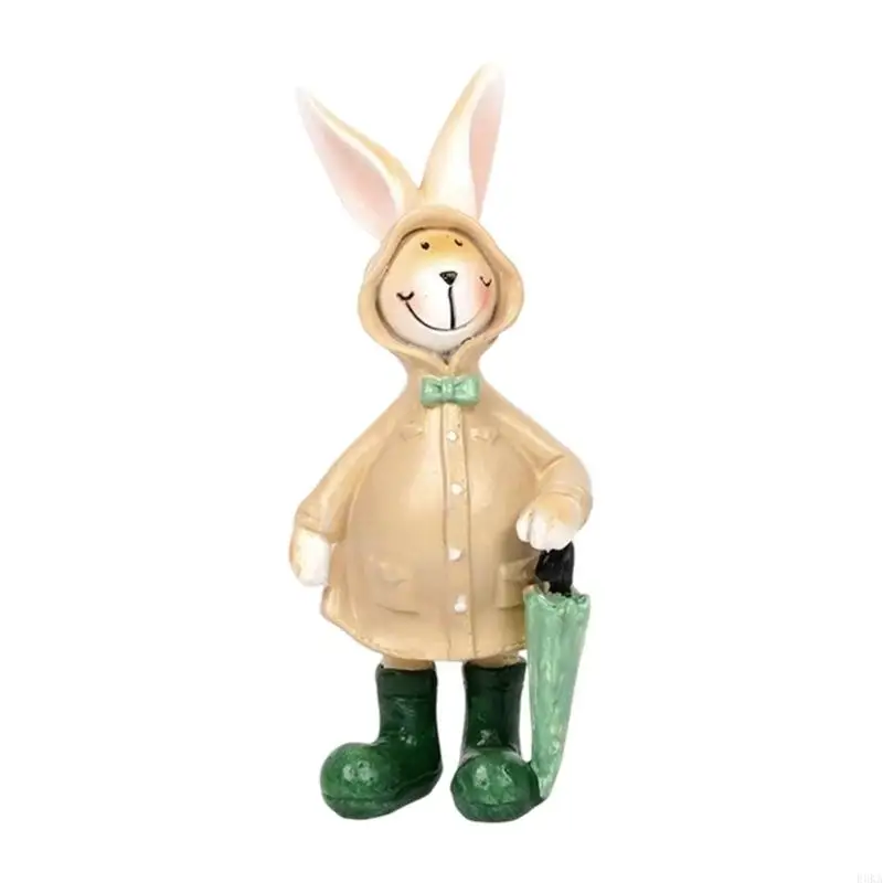   Resin Bunnies Figurine Spring Rabbit Statue Bunnies Sculpture Indoor Easter Decors