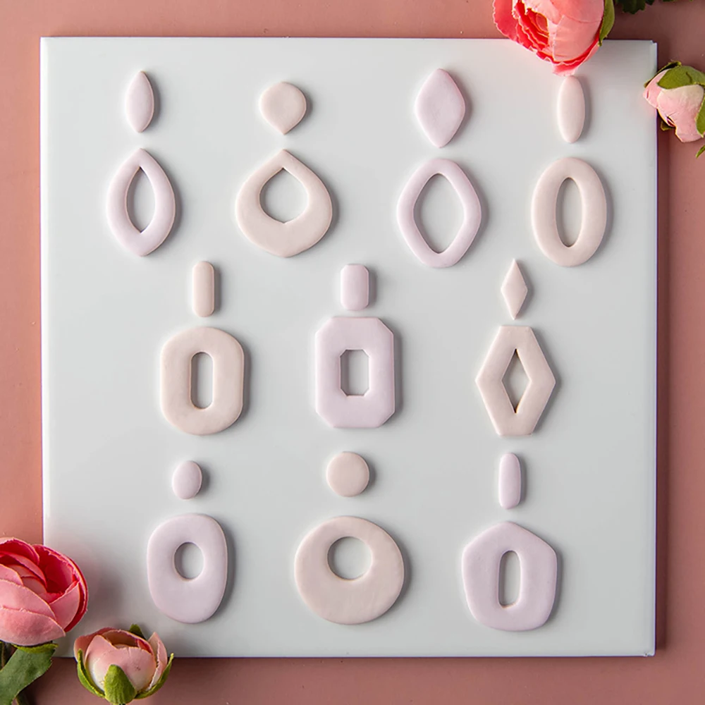 1pc Geometry Polymer Clay Cutters Graphics Embossing Pottery Clay Molds DIY Earrings Pendant Jewelry Cutting Mold Ceramic Tools