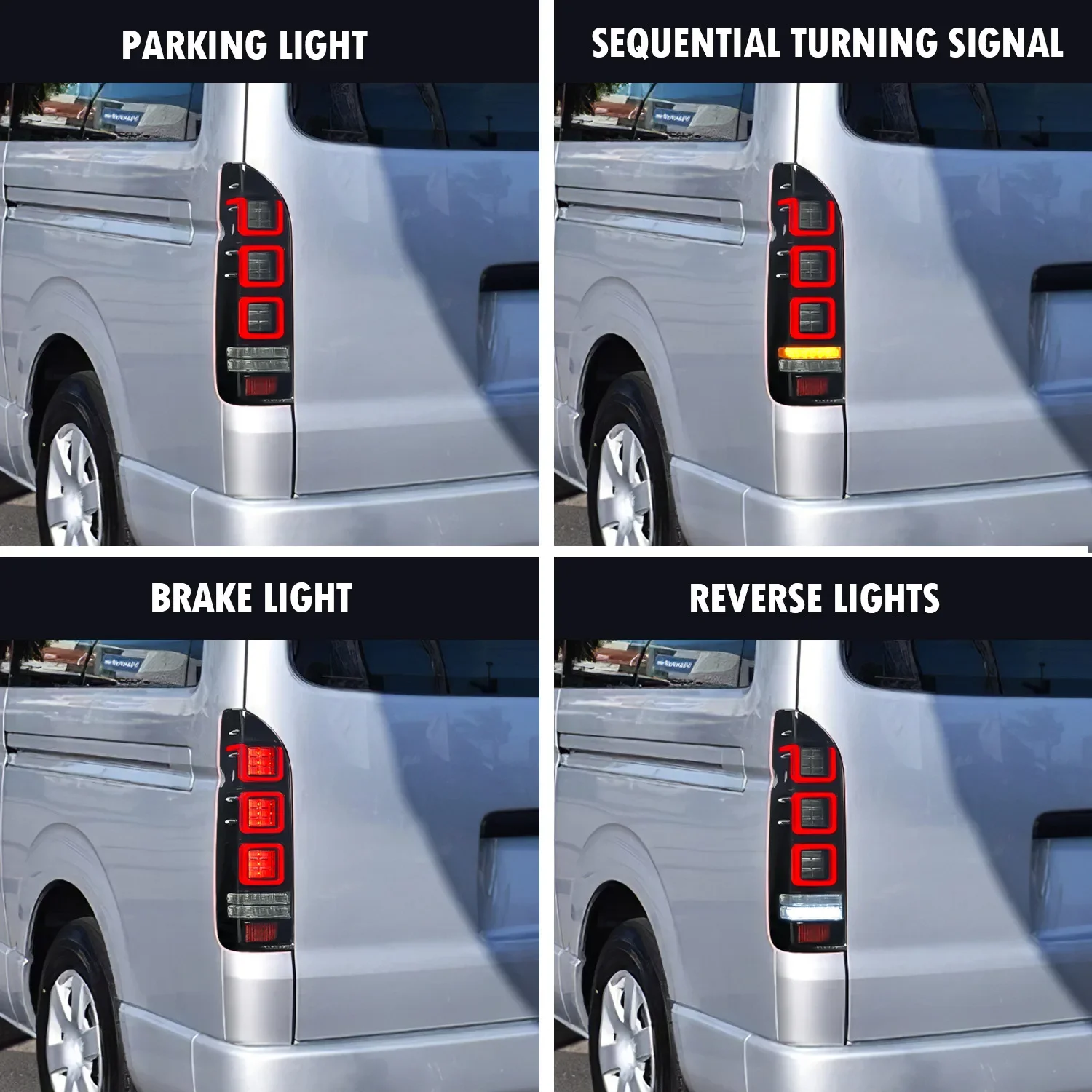 Car Lighting System Taillight Assembly LED Tail Light Lamps L/R Taillamp for Hiace 2005-2018
