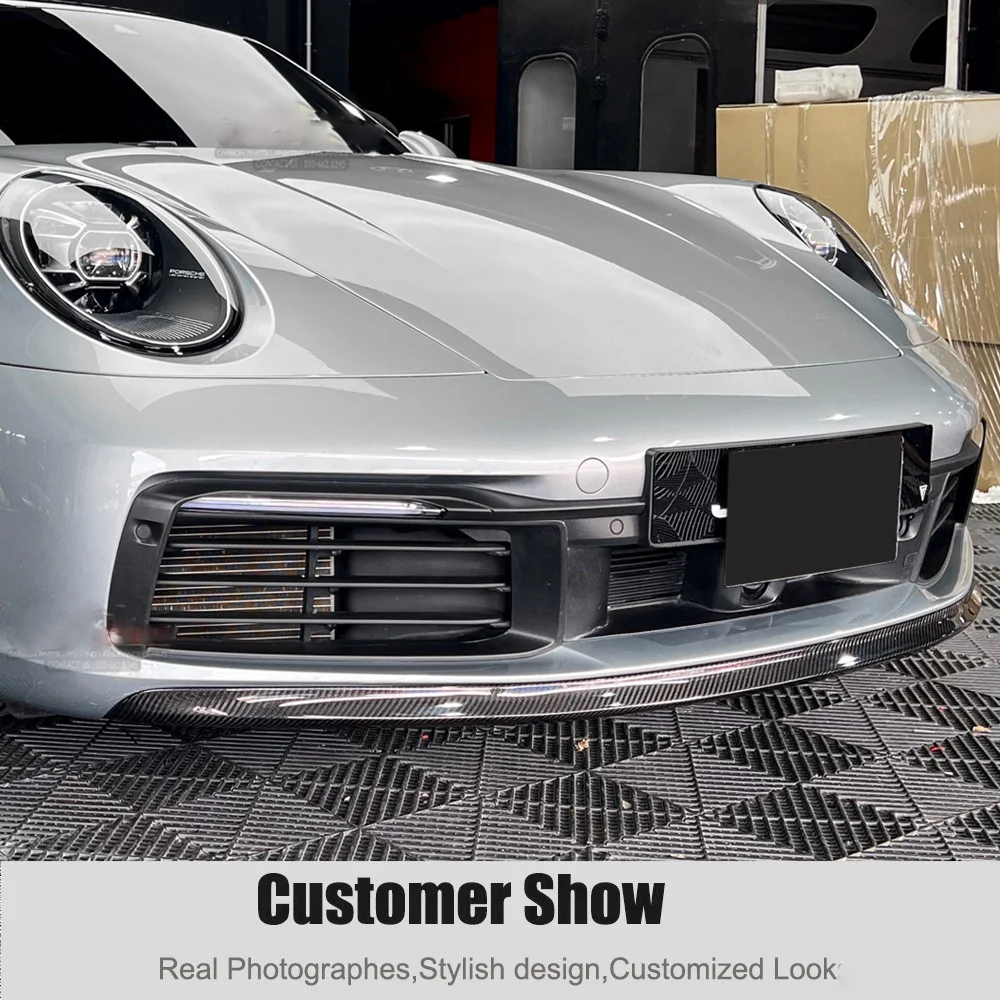 2020-2024 For Porsche 911 992 Carrera S Carbon Front Bumper Lip Spoiler Splitter Body Kit view 5