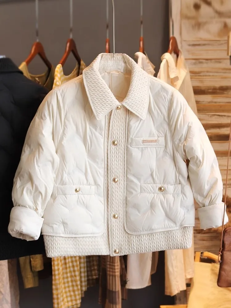 فريد الوردي طوق القطن Jaet الرجال النساء Faionable Agel الخريف الشتاء معطف الكورية Sle فضفاضة تناسب طويلة Sve