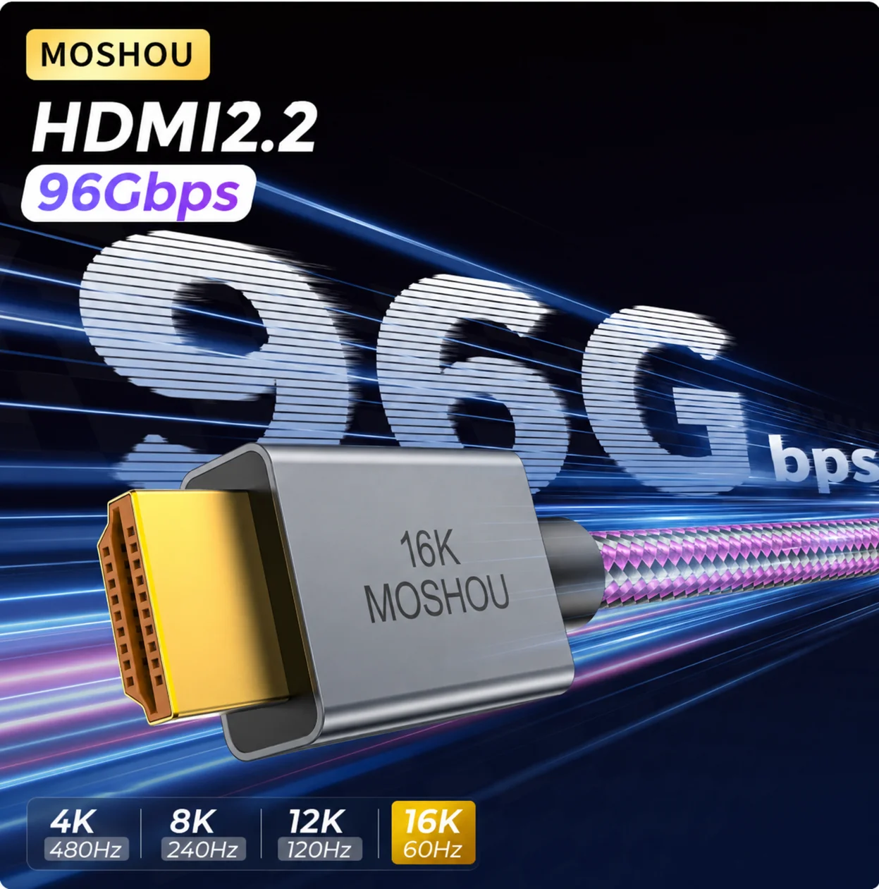 16K HDMI 2.2 Kabel 96Gbps Ultra-High-Speed HDMI-Kabel 16K@60Hz 8K@240Hz 4K@480Hz für Gaming eARC++ HDR10+ DTS:X für PS5 Pro Xbox