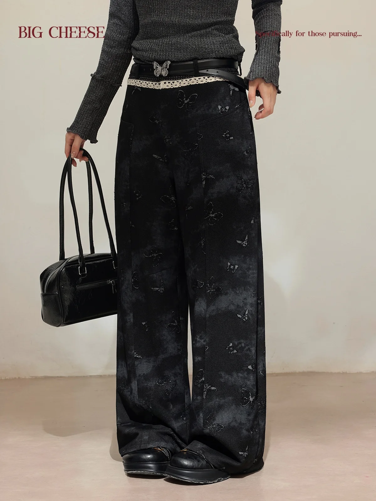 

Зимние женские брюки больших размеров прямого кроя с высокой талией, широкими штанинами, повседневные, с фактурой, для офиса