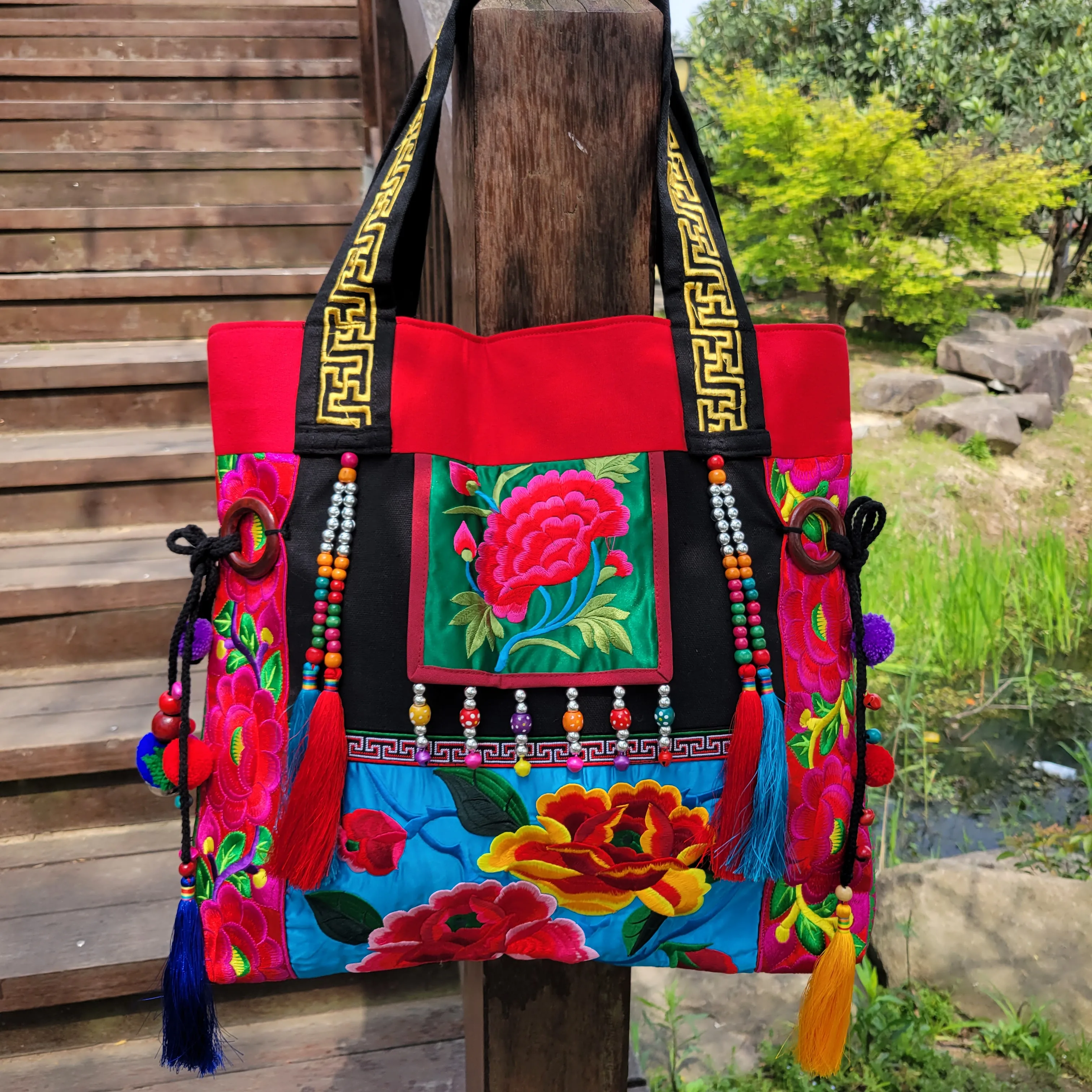 Hmong embroidery bags for women Bohemia canvas bag handmade accessories ethnic bag women shoulder Bags Vintage women bag