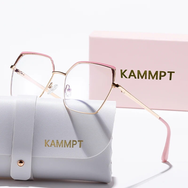 KAMMPT Vintage Square Glasses Women 2024 New Fashion Metal Rim montature da vista Trendy Luxury Brand Blue Light Blocking occhiali da vista