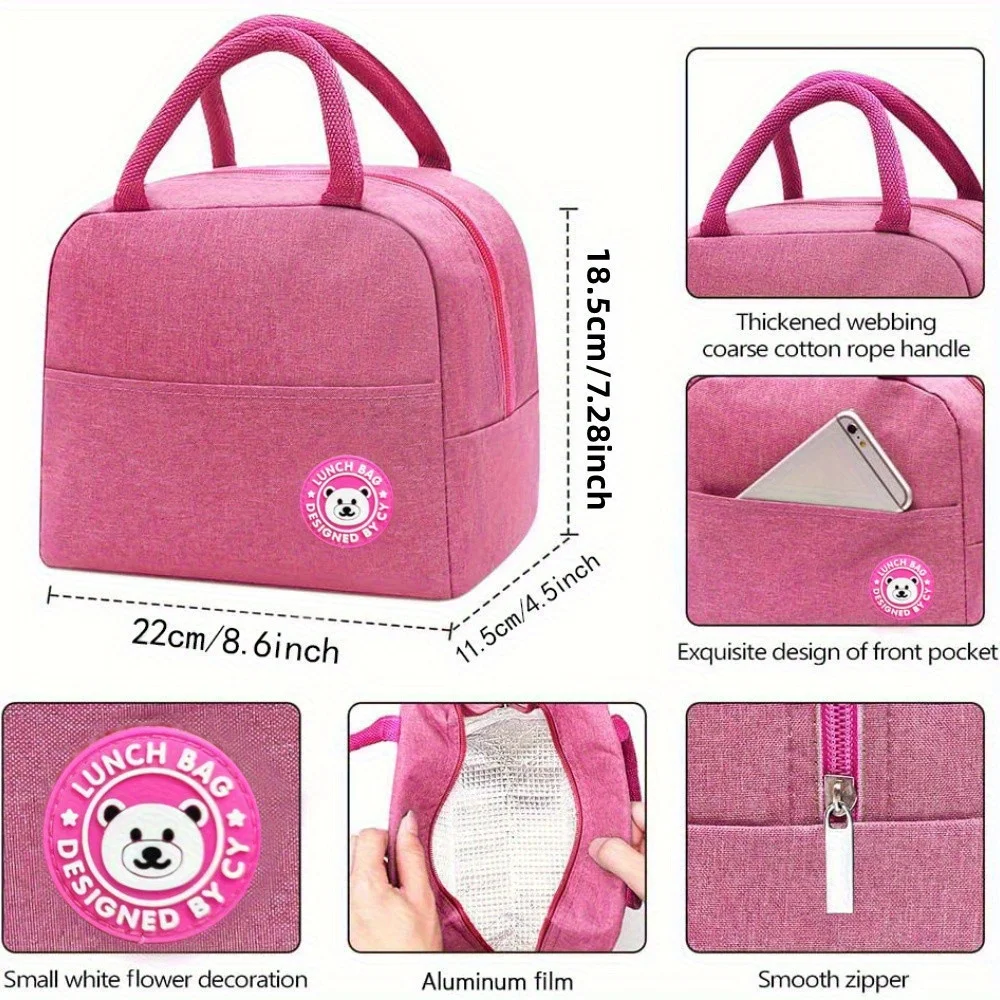 Customizable Name Insulated Canvas Lunch Bag Insulated Food Refrigerator Lunch Box Picnic Food Bag Fashion Pattern