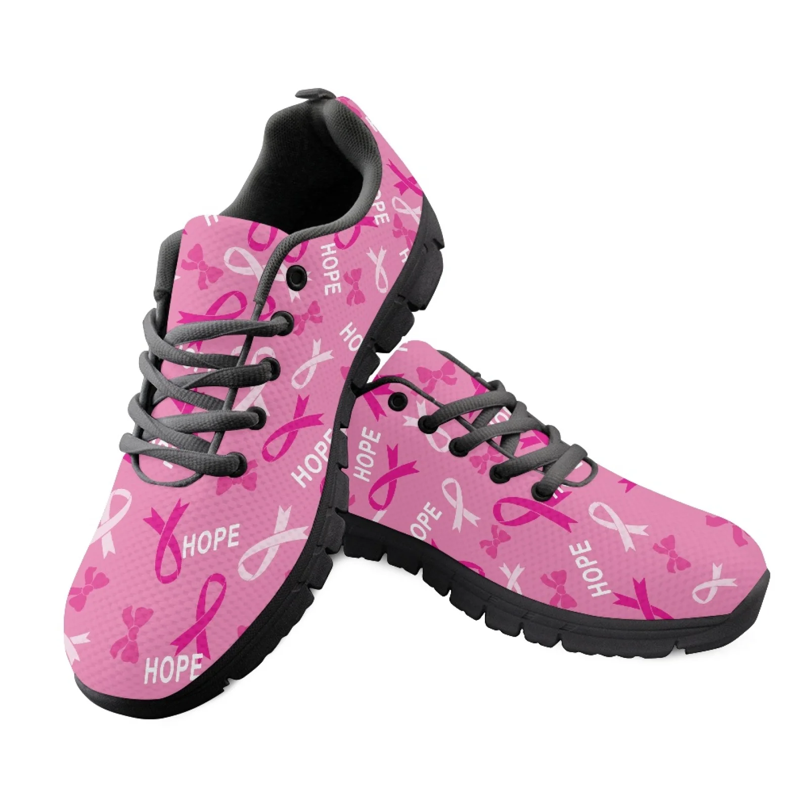 Coloranimal Pink and White Women Lightweight Breathable Work Shoes for Nurses Standing All Day Wear-Resisitant Athletic Shoes