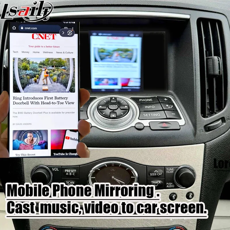 Lsailt 7 Inches Wireless CarPlay & Android Auto Touch Screen For Infiniti G37 G35 370GT Q40 Skyline V36 With Built-in WiFi