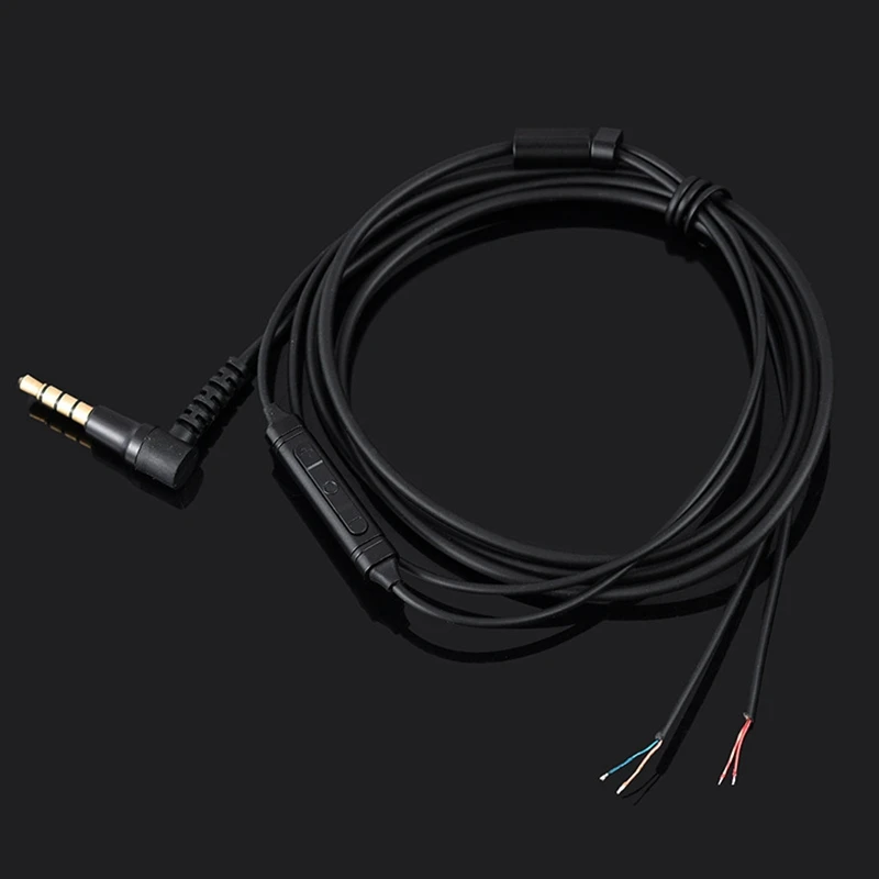 TPE Headphone Repair Cable DIY Headset Replacement Wire with Mic Volume Controller Black L Bending Jack 1.5M