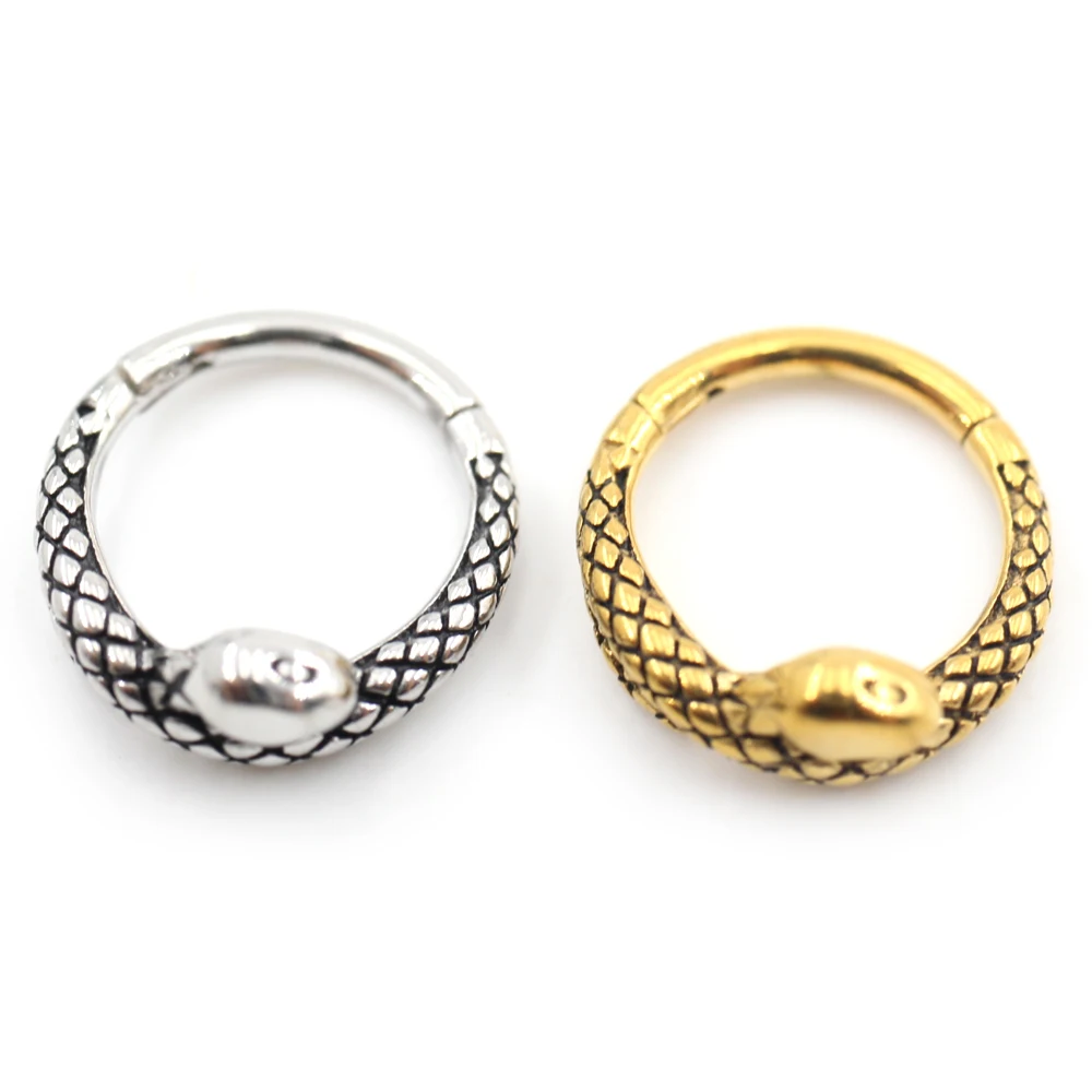 1PC Cone Snake Water Drop Zircon Stainless Steel Nose Ring Ear Captive Tragus Cartilage Helix Hoop Earring Piercing Body Jewelry