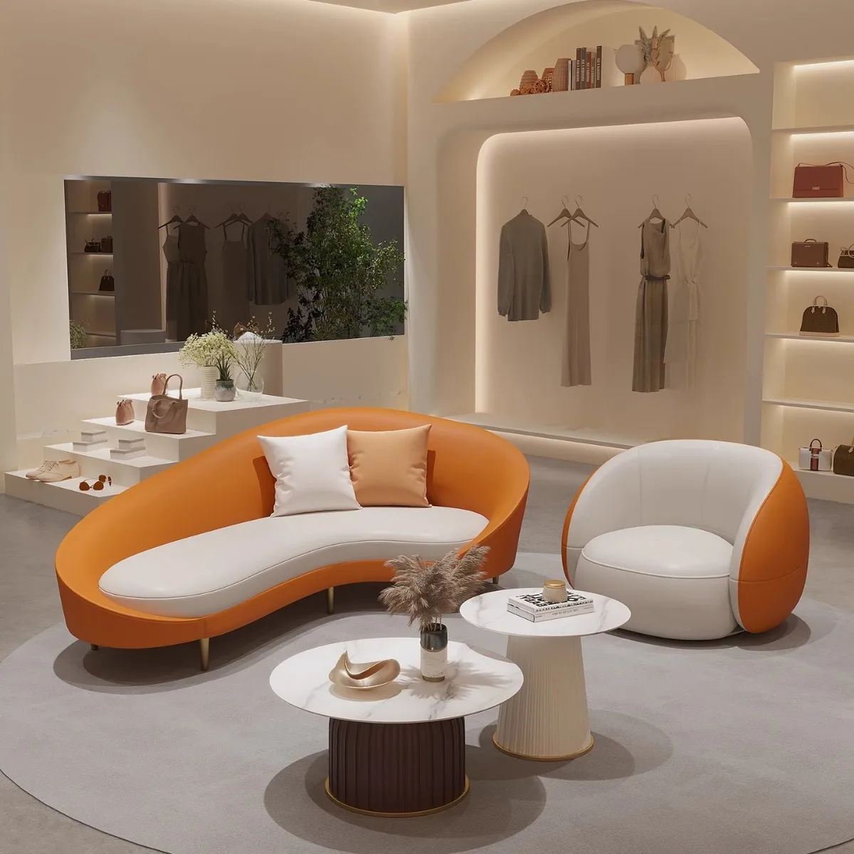 ردهة الفندق الجديدة الحديثة البسيطة في منطقة صالة VIP أريكة الاستقبال التفاوض المكتبي المنحني