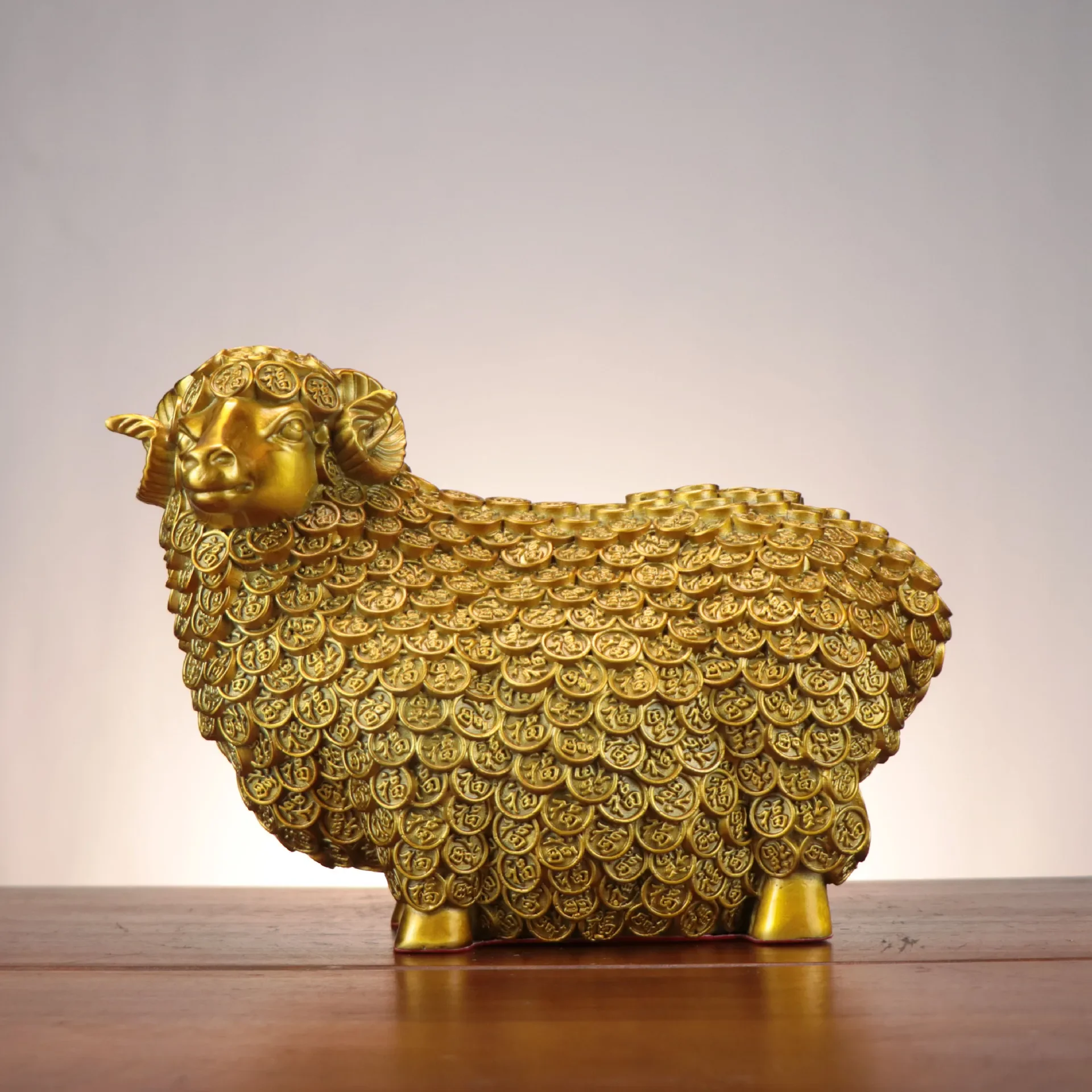 Wanfu Ornament Copper Twelve Zodiac Home Office Desk Surface Panel Mascot Lucky Golden Sheep