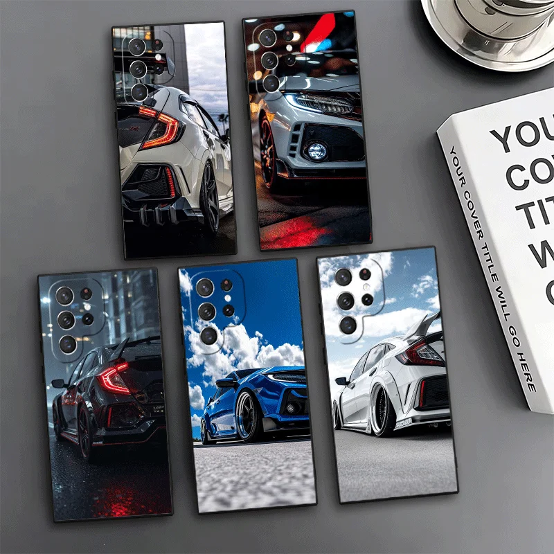 JDM Sport Car Type R Civic Phone Case For Samsung Galaxy S24 S25 S26 Ultra S23 Plus S22 S21 FE S20 + Edge Pattern Customized Cov