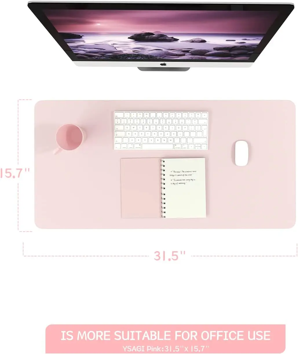 Leather Desk Pad Protector, Non-Slip and Waterproof Writing Mat 31.5" x 15.7", Laptop Desk Table Protector for Office Work