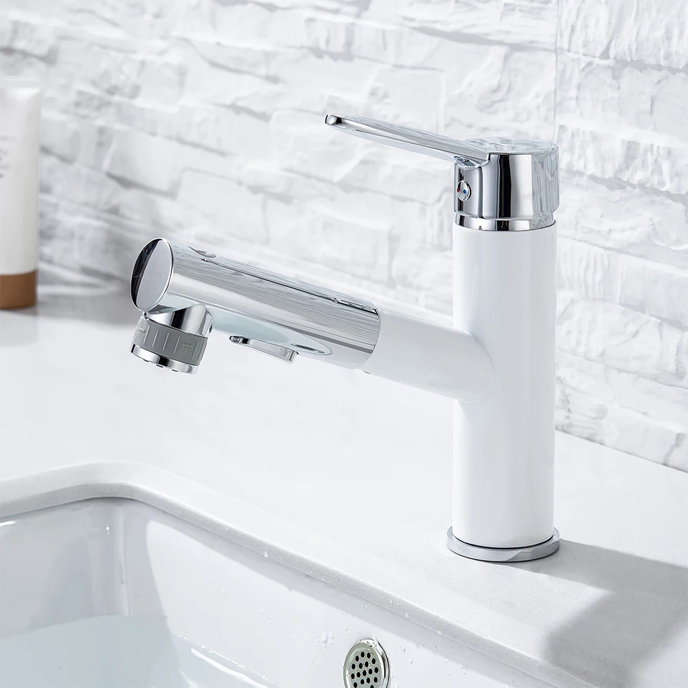 SKOWLL Bathroom Sink Faucet with 3 Modes Pull Down Sprayer Multifunctional Bathroom Faucet Single Handle Lavatory Faucet 5009