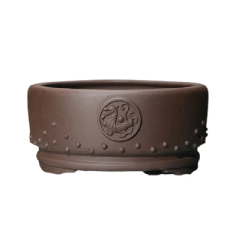 

Purple Sand Flower Pot Round Drum Ding Bonsai Pot Potted Plant