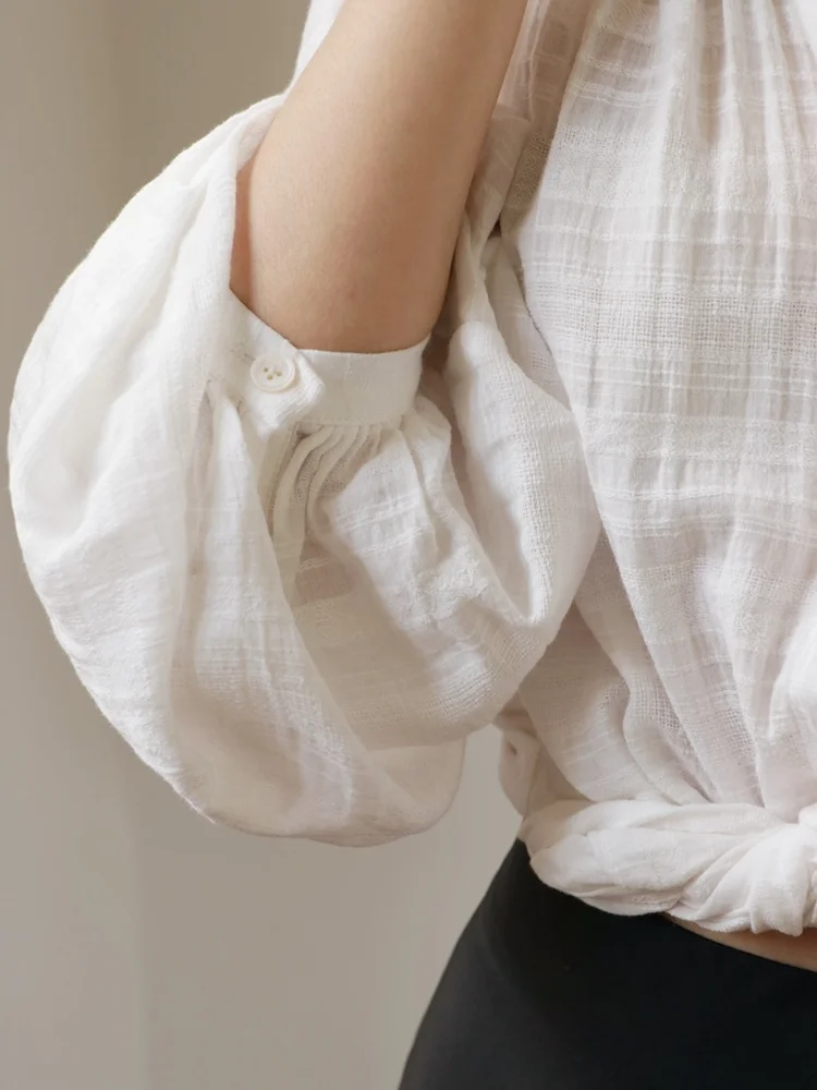 

Топ-рубашка Cree Madame из смесового хлопка с вышивкой, свободного кроя, дышащий, приятный для кожи, тонкий, с длинными рукавами, в стиле французского кэжуал