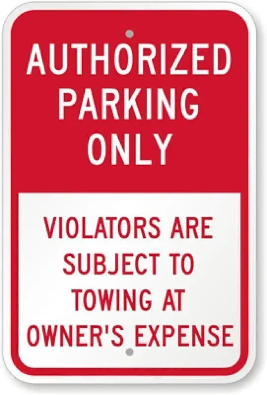 Authorized Parking Violators Towed Warning  Metal Tin Sign – Clear ; Bold, Easy-to-Read, Suitable for Indoor Outdoor Use-aluminu