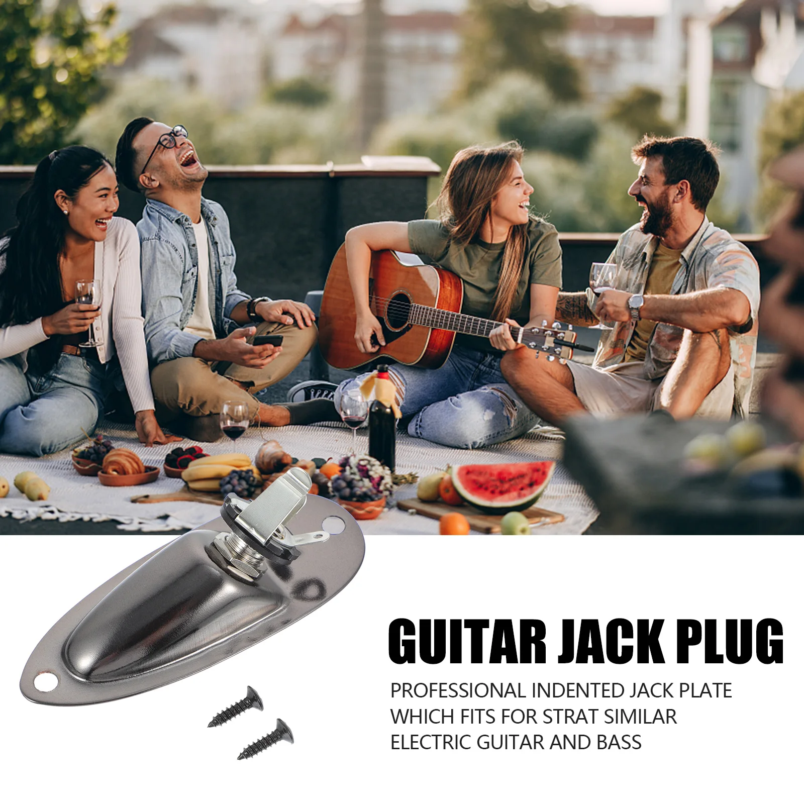 

1 Boat Style Guitar Jack Socket Pickup Output Input 635mm Jack Plate Mount Screws for Electric Bass Guitar