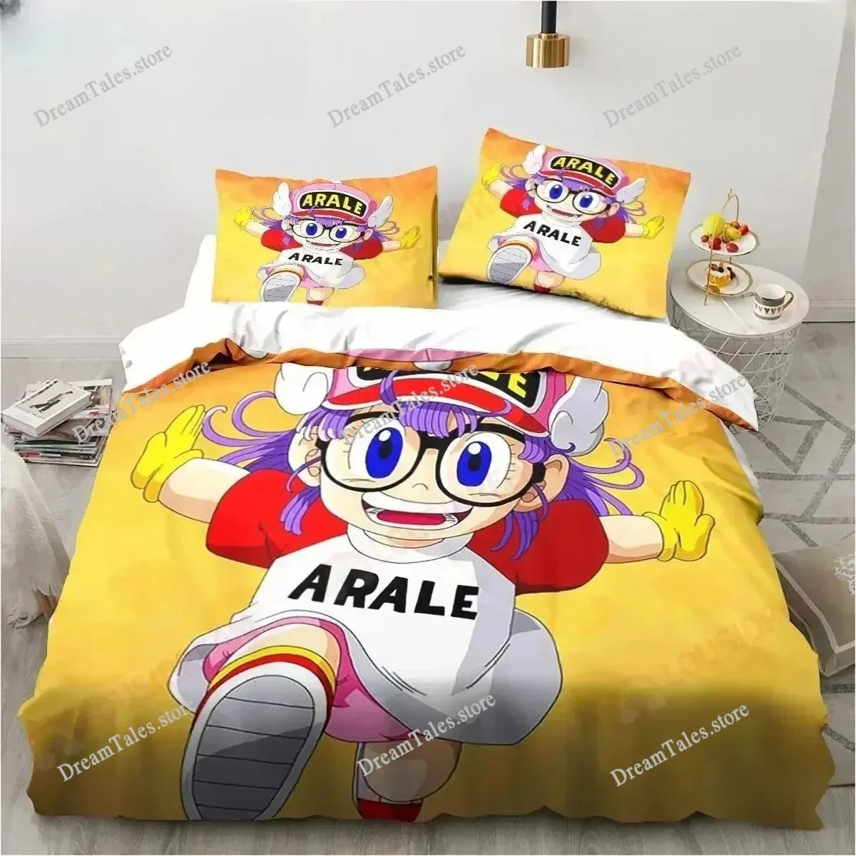 

New Cute Cartoon DR S-Slump Arale Anime Bedding Set Sheet King Twin Double Child Bedding Set Mircofiber or Polyester Duvet Cover