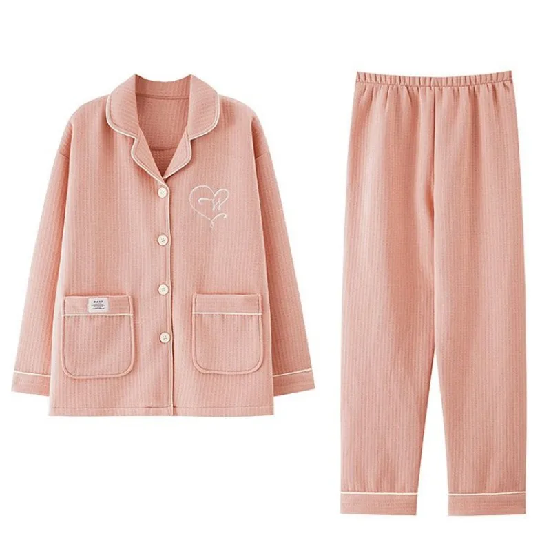 2024 New Women Sandwich Cotton Pajamas Autumn Winter Female Pure Cotton Long-Sleeved Homewear Thicken Thermal Nightclothes Suit