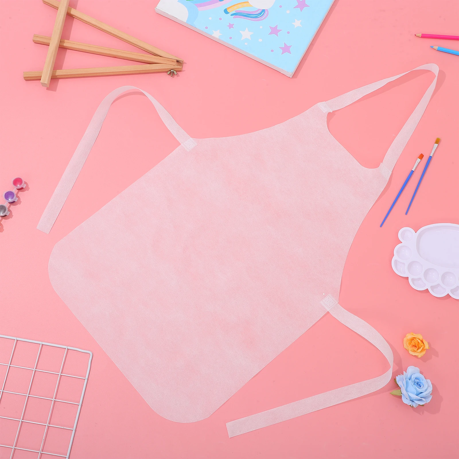 

10pcs Kids Apron Waterproof Painting White Non woven Lightweight Toddlers Craft DIY Durable Portable Children Art