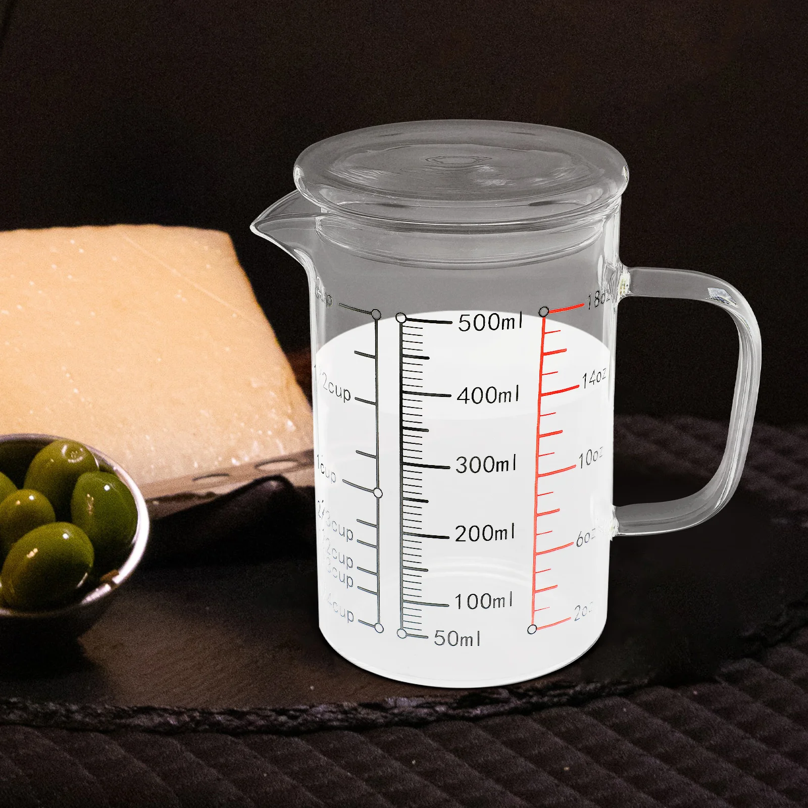 

Glass Measuring Cup Covered High Temperature Resistant Stable Glass Milk Coffee Cup Suitable for Home Office Restaurant Baking
