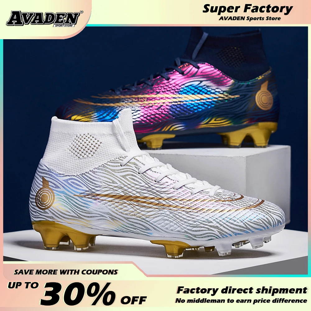 High-top Soccer Shoes Cleats Children Boys Training Shoes Outdoor Non-Slip Sneakers Size 35-47 Futsal Shoes Football Field Boots