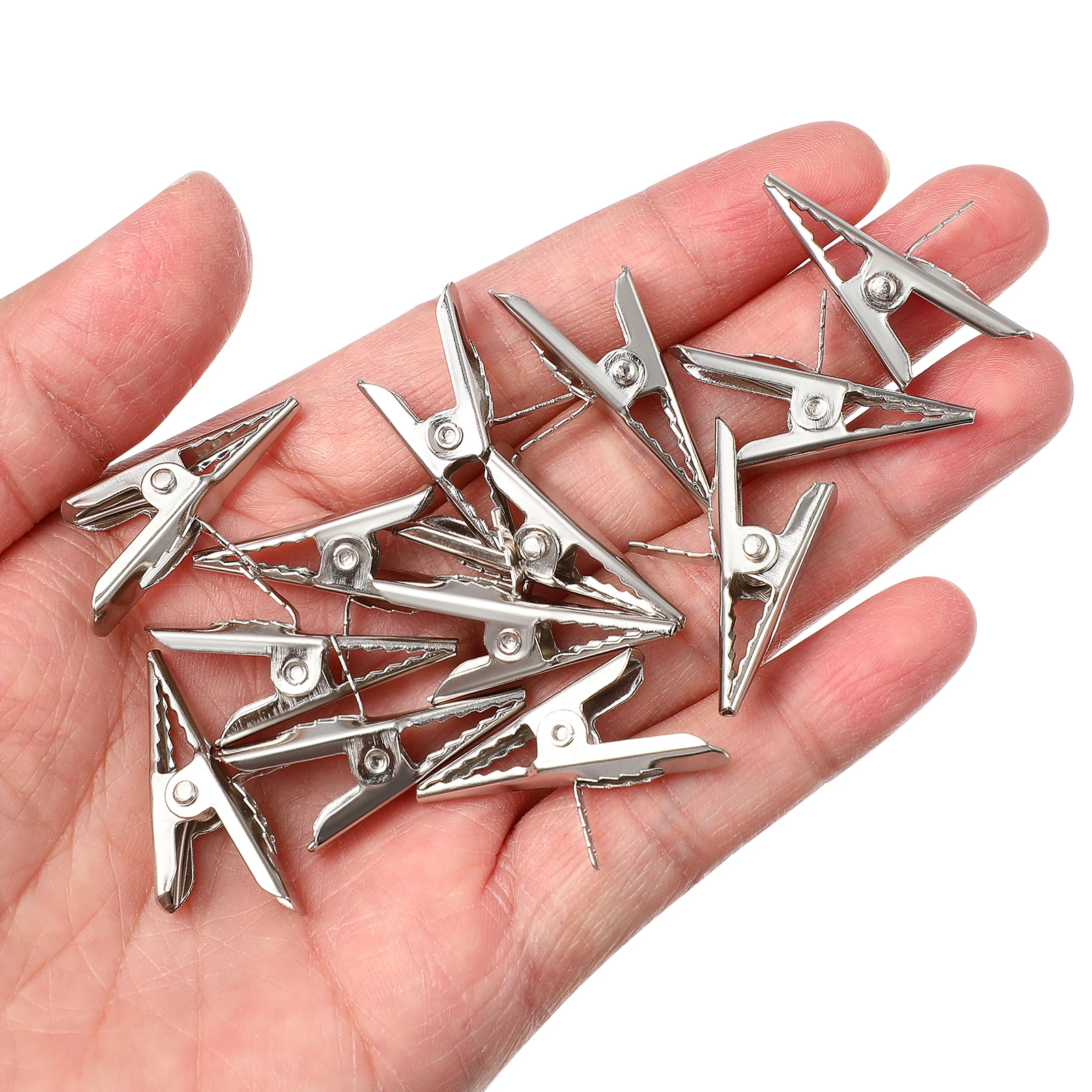 

50 pcs Christmas Clips Mini Iron Base for Tree Garlands Photos Memos Metal Alligator Alligator Clips For Tree Craft Bow