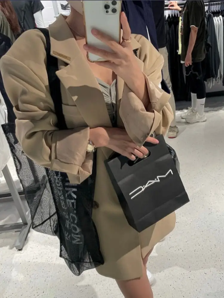 

Женское повседневное пальто средней длины свободного кроя с длинными рукавами, на пуговицах, с разрезами, двубортное, из смесового хлопка