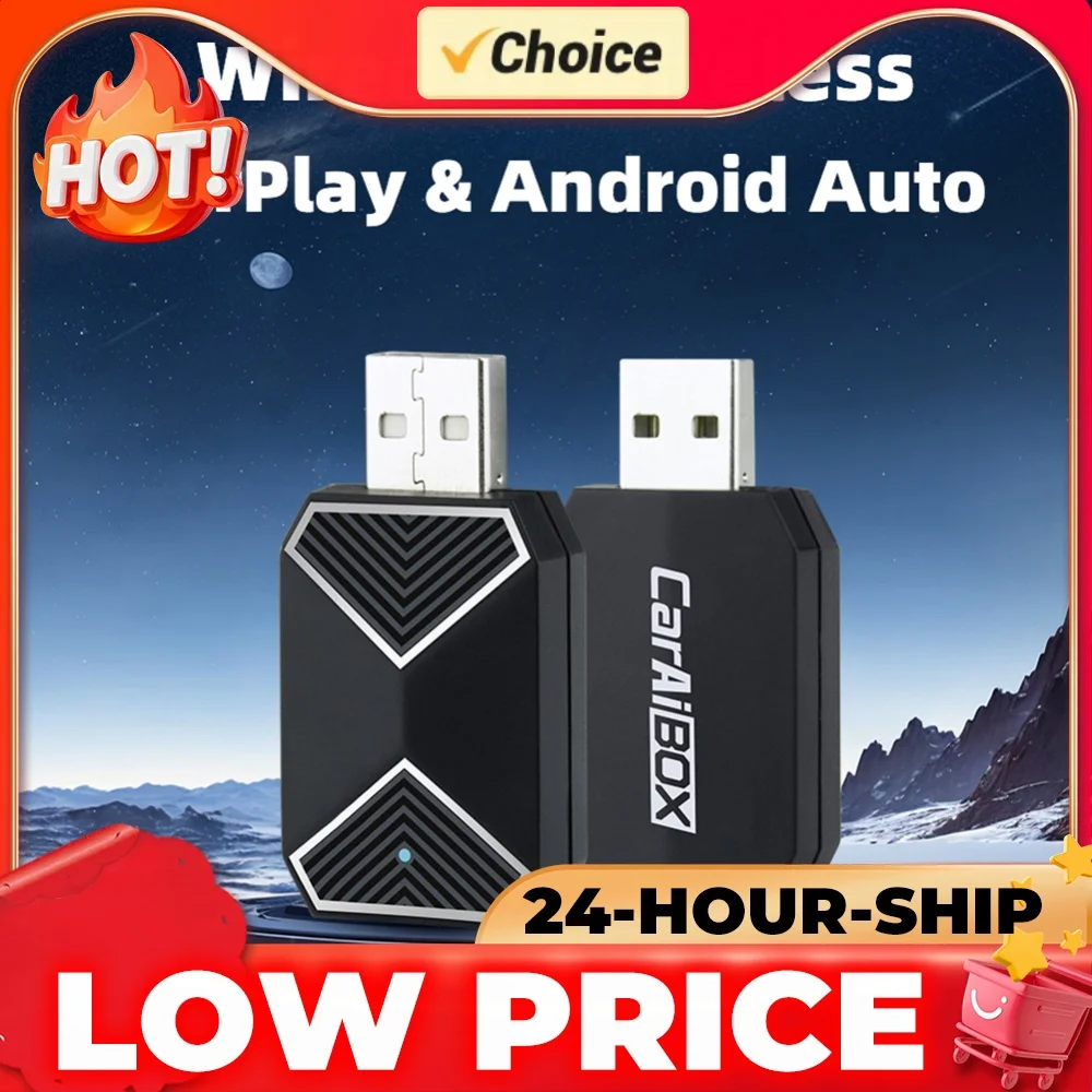 Wireless Adapter USB Plug&Play Wireless CarPlay Android Auto Mini Box Voice Assistant Android 11+ for Wired CarPlay Android Cars