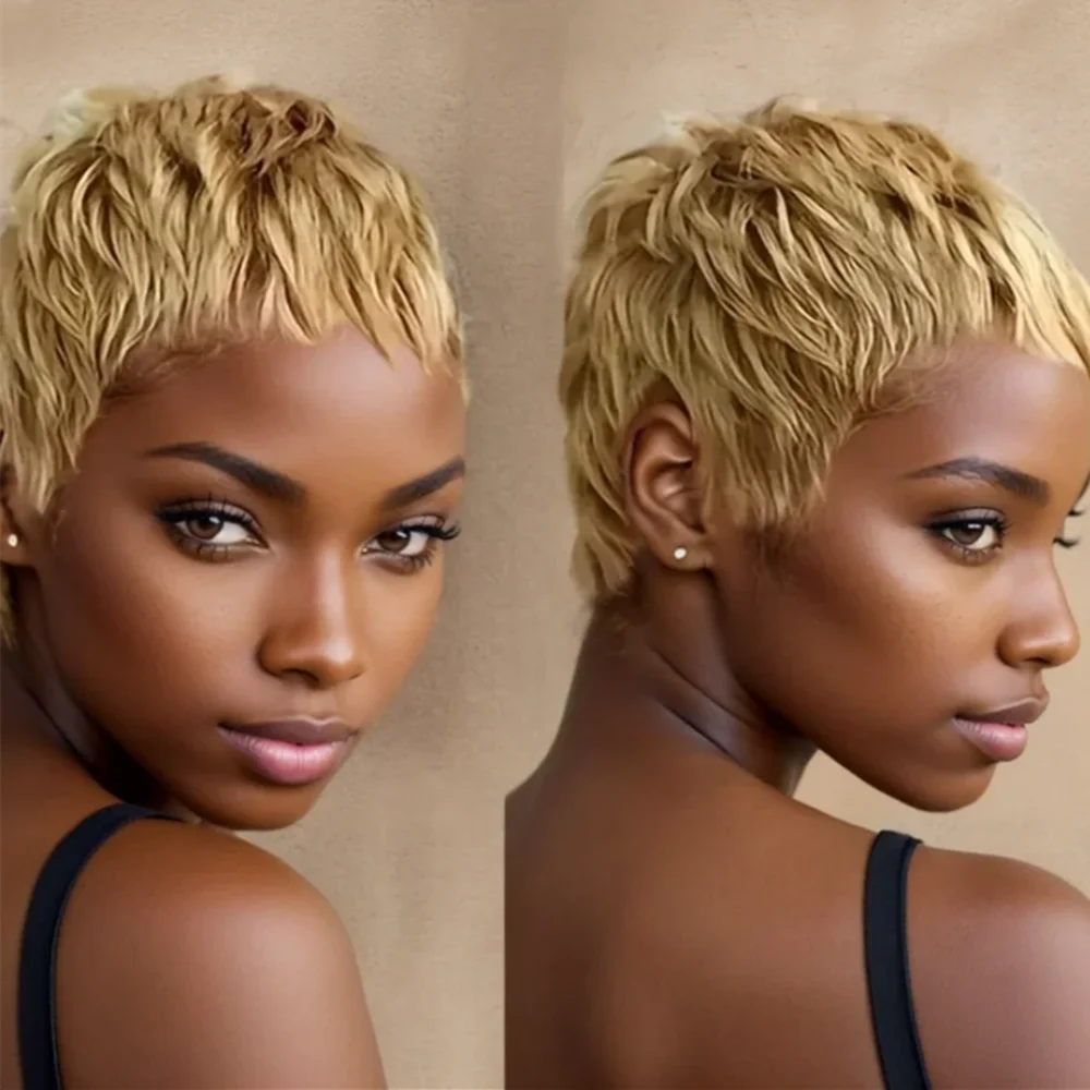 

4 дюйма машинного производства, многослойный парик пикси, человеческие парики для женщин, короткие парики с стрижкой пикси, плотность 150%, 27 427 ярких цветов, парик