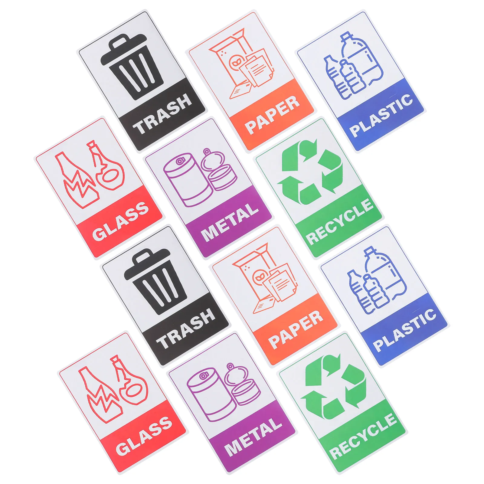 18Sheet Waterproof Recycle Vinyl Stickers for Garbage Containers Self Adhesive Recycling Decals for Waste Bins Kitchen Office