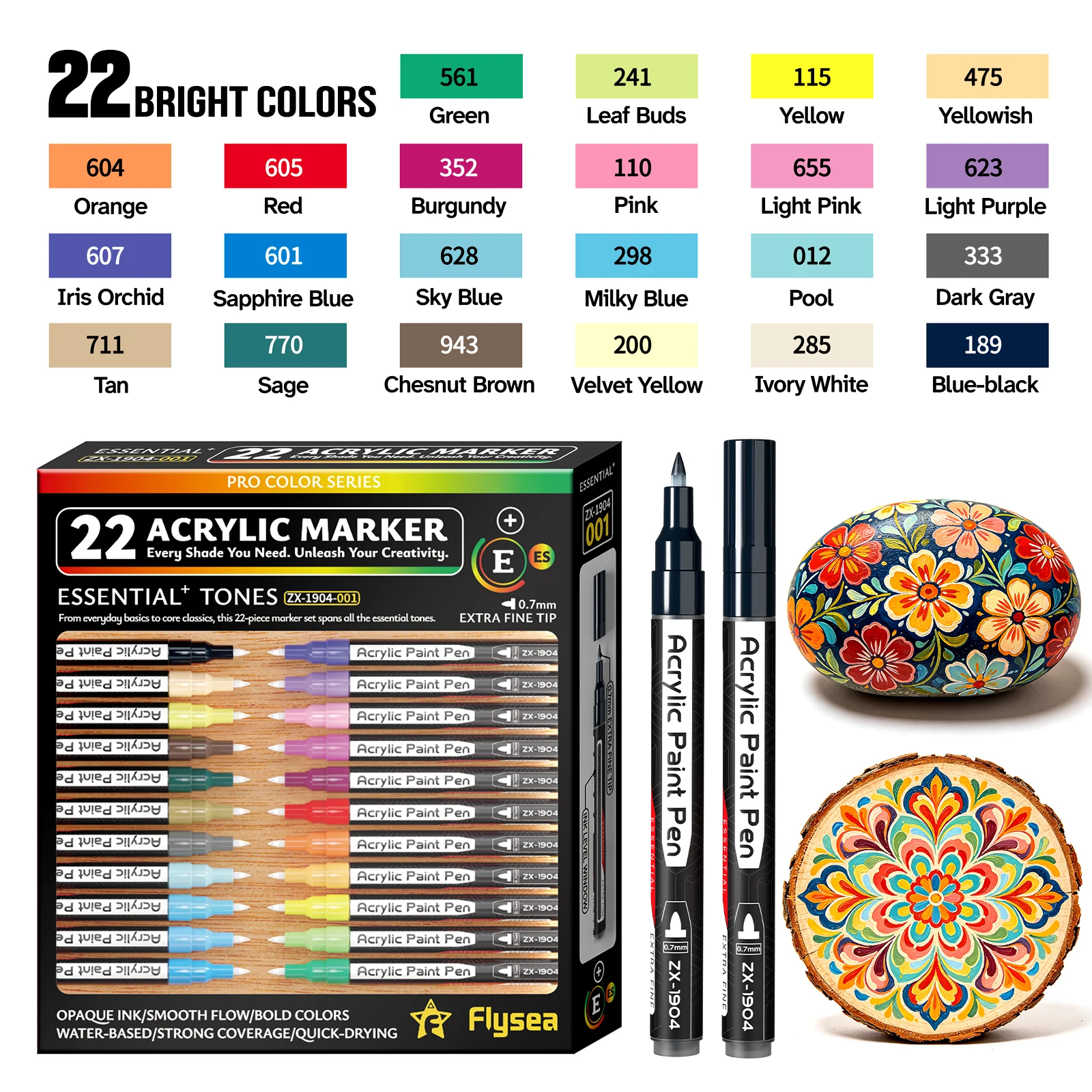 22 Colors/Box Acrylic Markers, Paint Markers, Drawing Pens, Acrylic Paint Markers, Fine Tip Markers 0.7 Mm, Stackable Colors, Strong Coverage, Felt-Tip Pen Stationery Set, Student Drawing and Anime Art Supplies, Non-Smudge Hand-Drawn Art Supplies for School, DIY Creation, Suitable for School Art Supplies, Back-To-School Season