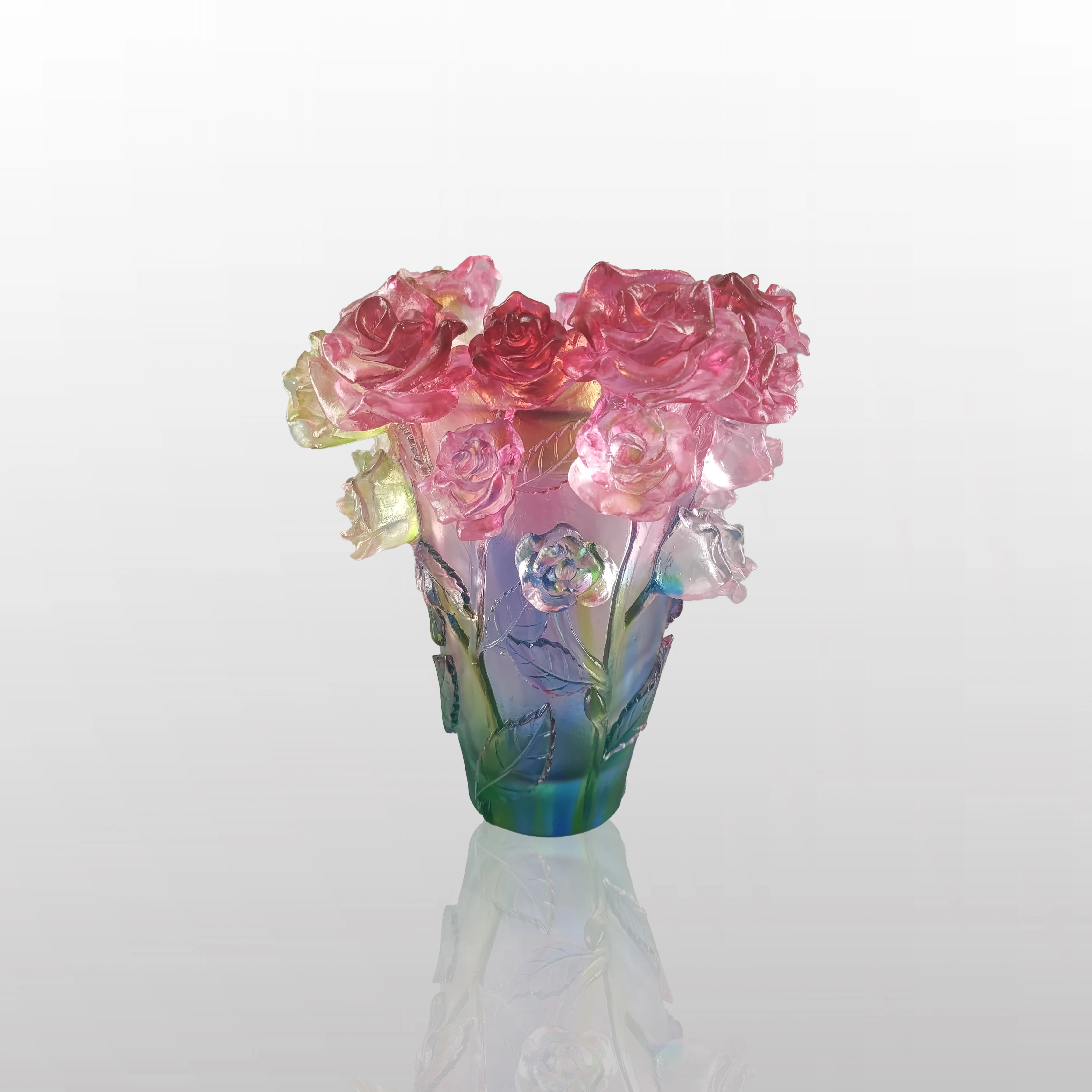 Decorative Rose Shaped Vase Crystal Crafts For High-end Home Decor