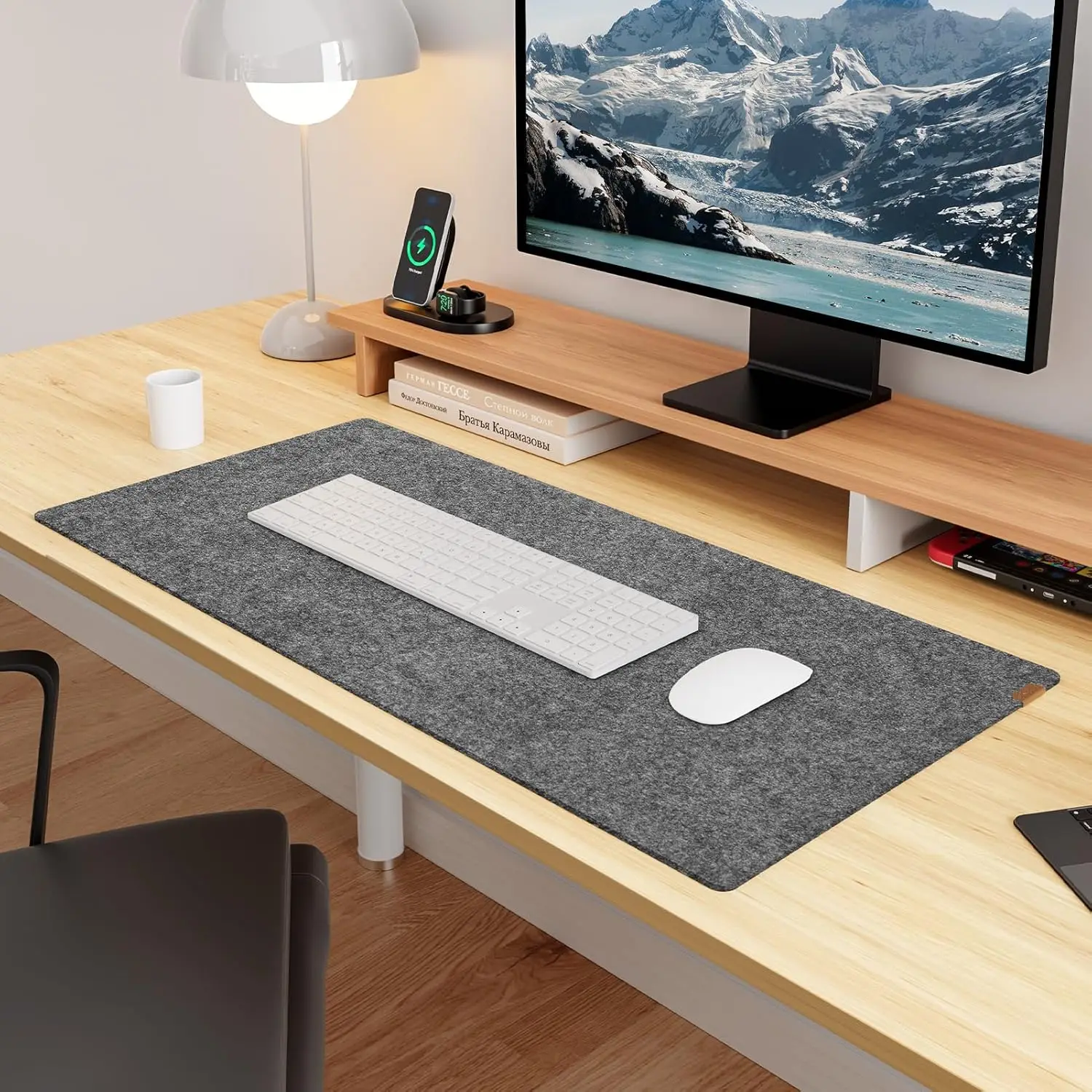 Felt Desk Mat | Computer Mat for Desk | Large Felt Mouse Pad and Keyboard Mat | Desk Protector for Office / Home