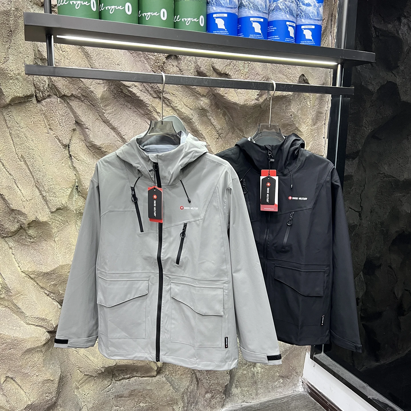 Sl High-End masculino ao ar livre à prova de vento impermeável com capuz Jaet fibra de poliéster longo Sve solto ajuste Sle para o outono