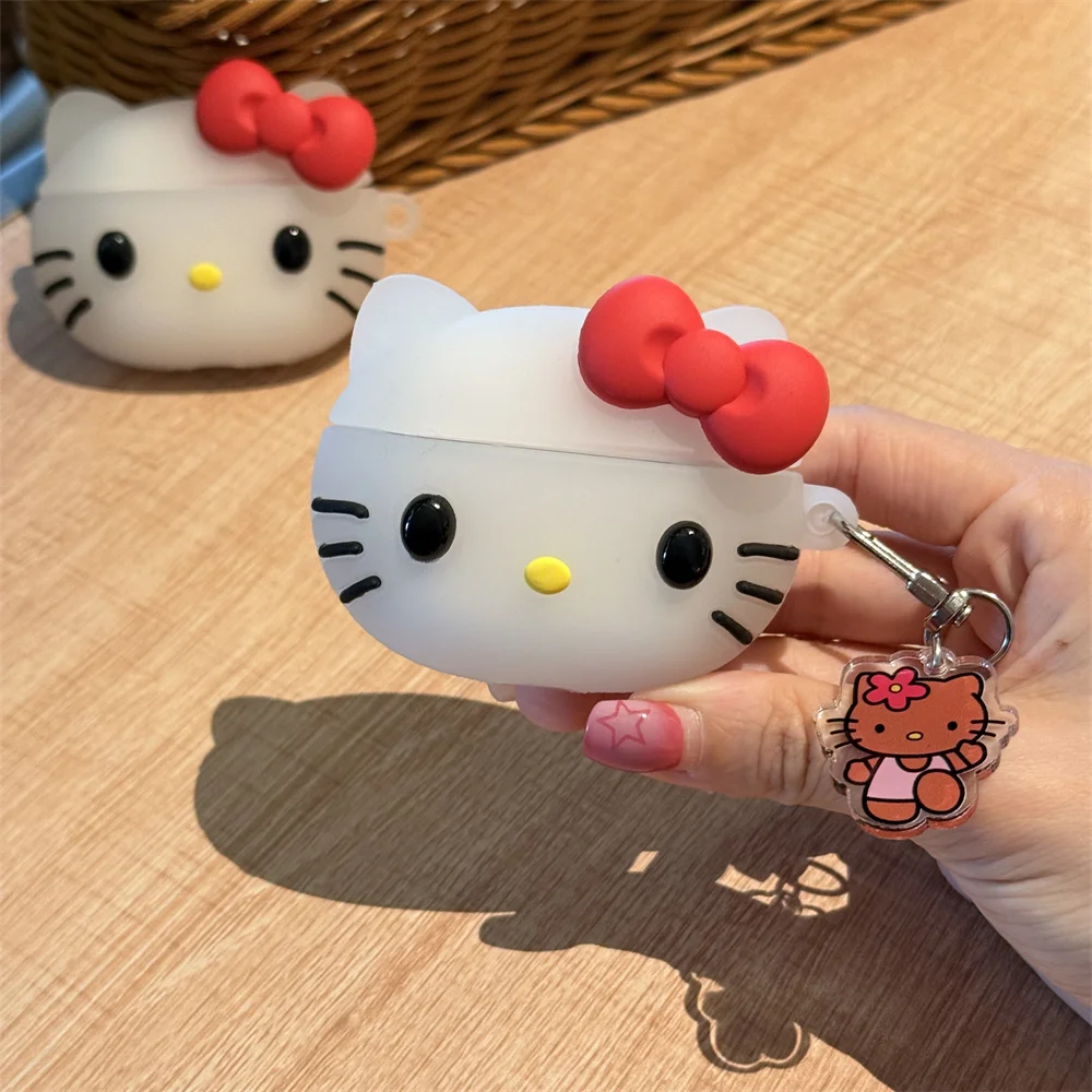Kawaii ثلاثية الأبعاد Hellokitty غطاء سماعة رأس من السيليكون غطاء مقاوم للصدمات ل Airpods 2 3 4 قذيفة Airpods Pro 2 حافظة سماعة غطاء لطيف #2