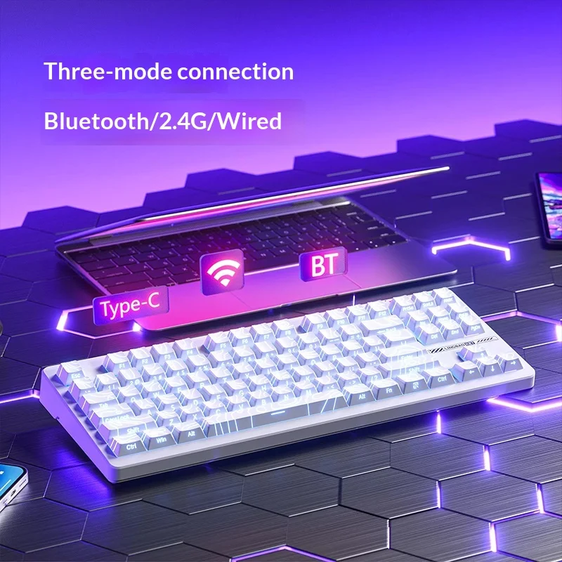 2026New Lingbao K87 Wireless Tri-Mode Mechanical Keyboard Custom Bluetooth E-Sports Gaming Keyboard Gasket Mount Structure