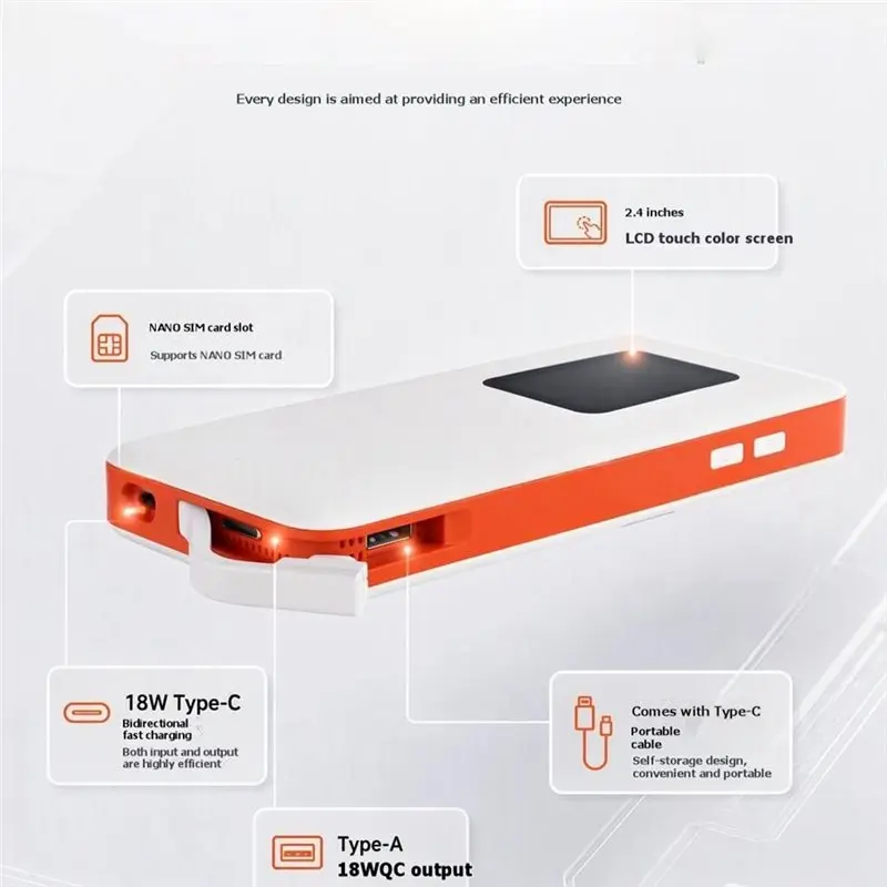 LXYB18B Pocket Mobile Hotspot 5G Mifi 5G Pocket Wifi Modem WIFI Outdoor Wifi6 Router 10000Mah Battery Touchscreen