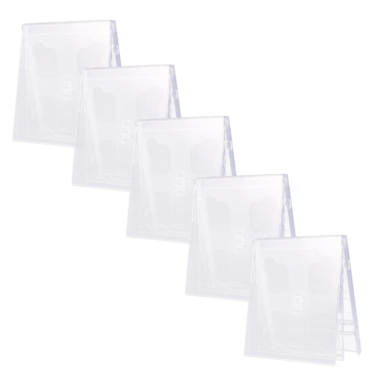 

5pcs CD Jewel Cases Transparent Double Disc Storage for DVDs Scratch Resistant Media Holder Safe Transport CD Rack