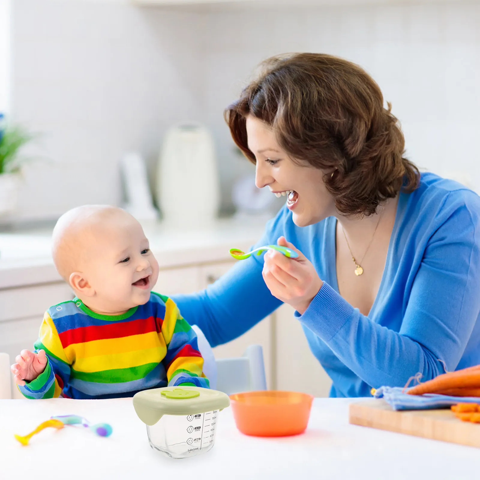 

2Pcs Baby Food Storage Containers Glass 230Ml Leakproof Airtight Lids Portable Infant Complementary Snack Box Fresh Keeping