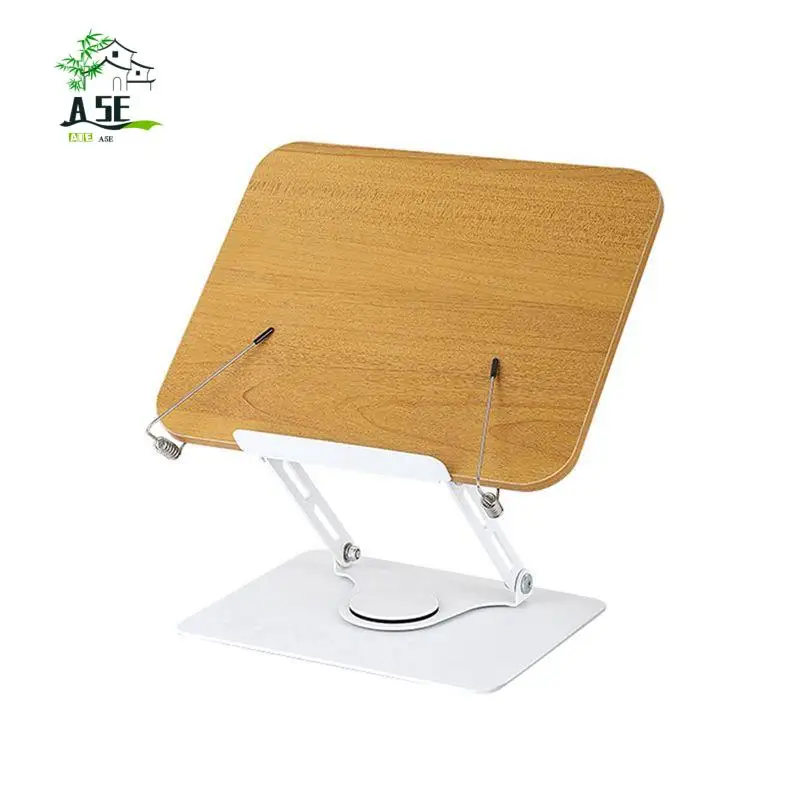 

A05E-360 ° Вращающаяся основа, подставка для книг, держатель для чтения, складная подставка для книг без рук с зажимами для бумаги, деревянная подставка для панели