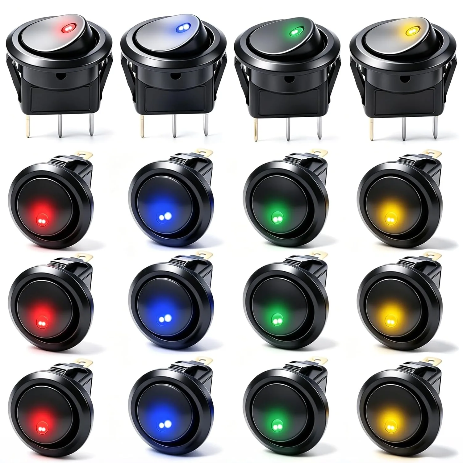 1-20PCS 12V LED Boat Switch with Light Car Truck Rocker Switch on/Off Control SPST 3 Pin 2 Position for Car Truck Control